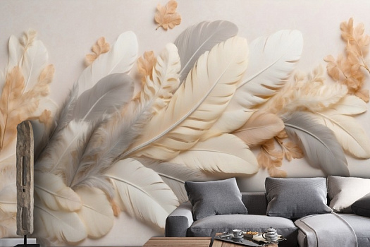 Фотообои в интерьере артикул AG-FT-025, Feathers, Design Studio 3D