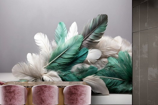 Фотообои в интерьере артикул AG-FT-023, Feathers, Design Studio 3D